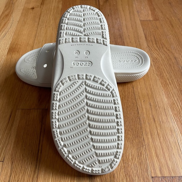 Crocs Unisex Classic Two-Strap Slide Sandals Cream Sz 10 - Picture 5 of 9